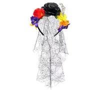 uikios Fascia per capelli con scheletro, velo a forma di teschio, giorno della morte, per feste in costume, palcoscenico, festival, eventi, Halloween, accessori per capelli