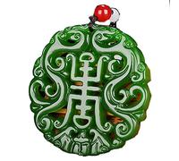 UILENAWEB Collana con Ciondolo in Giada Naturale, Gioielli in giadeite intagliata Cava su Entrambi i Lati, Pietra preziosa, 50x50x6mm, 1 Pezzo