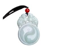 UILENAWEB Collana Doppia Pixiu Tai Chi con Smeraldo Naturale e giadeite, amuleto della ricchezza Feng Shui for la prosperità, L'Amore, Fortuna, Regalo Ciondolo in Cristallo Unisex 1 Pezzo