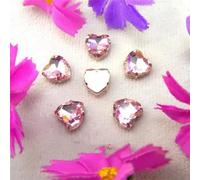 UILENAWEB Strass, Cucire Strass, Perline di Cristallo con Artigli argentati a Forma Cuore da Cucire, 7 Misure, Colori Misti, Applique Fai Te(10mm 20pcs A25 Pink)