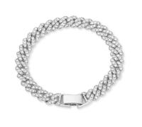 Uilita for uomo catena a maglie cubane placcata in oro argento Bling Miami collana cubana catena di diamanti for uomo 13MM ghiacciato Hip Hop gioielli regalo di Natale(Silver,50CM)