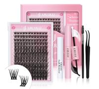 UILULU Kit di extension per ciglia fai da te, 168 ciuffetti singoli per ciglia, curvatura a D, kit di ciglia con legame e guarnizione, rimozione ciglia, pinzette e pennello per ciglia curvatura a D