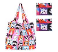 UILYNIU 2 Pezzi Borse Spesa Riutilizzabili con Stampa Cani, 46 x 40 cm Borsa per la Spesa Portatile, Shopping Tote Bag Shopper Bag Donna, Borsa Della Spesa per Shopping Viaggio Campeggio