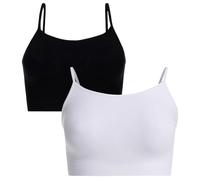 UILYNIU 2 Pezzi Canottiera Aderente Donna, Top da Donna, Base Canottiere, Canotta Tank Top Senza Maniche, Casual Canotta Top, Comfort Ottimale Canottiera Cotone Ideale per Ogni Stagione (Nero, Bianco)