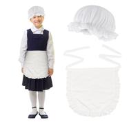 UILYNIU 2 Pezzi Costume da Cameriera per Bambini Donna Cappello da Cameriera Bianco e Grembiule da Cameriera Retrò, Accessori da Cameriera per Ragazze Halloween Natale Feste Cosplay