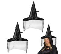 UILYNIU 2 Pezzi Costume da Strega di Halloween Nero - Cappelli per Donne e Uomo, Accessori per Carnevale e Cosplay