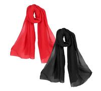 UILYNIU 2 Pezzi Foulard in Chiffon, Scialle Donna Elegante, Nero Rosso Scialle in Seta Morbida, Silky Sciarpa Tinta Unita Wrap Stola, Cerimonia Scialle Donna, per Festa, quotidiano, matrimonio