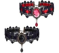 UILYNIU 2 Pezzi Gotico Nero Sexy Pizzo Chocker, Collana Gotica, Collana Girocollo Choker, Punk Rock Gotico Collane, per cosplay di costumi di Halloween