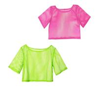 UILYNIU 2 Pezzi Maglia a Rete da Donna, Costume Anni 80, Accessori Neon Anni 80 Maglietta a Rete, Anni 80 Maglietta a Rete, Accessori Neon Anni 80 Abbigliamento Discoteca per Carnevale (Verde, Rosa)