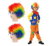 UILYNIU 2 pezzi Parrucca da Clown Parrucca Afro Parrucca Riccia Parrucca Colorata Accessori da Clown Parrucche Costumi Circo Accessori Costumi da Clown per Pride Festival Halloween Party (Colorati)