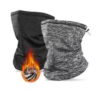 UILYNIU 2 Pezzi Scaldacollo Invernale Uomo, Scaldacollo Termico, Invernale Sciarpa, Maschera a Caldo, Paracollo Antivento Regolabile, Sciarpa Tubolare per Sport Scooter Bici Corsa Sci (Nero, Grigio)