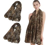UILYNIU 2 Pezzi Sciarpa da Donna, Sciarpa Elegante Leggera, Sciarpa Leopardata Donna, Scialli Grandi e Morbidi e Stole, Sciarpa Rettangolare con Stampa Leopardata, Sciarpe Calde per Donna (Marrone)