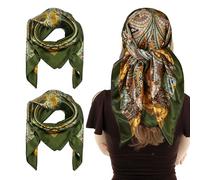 UILYNIU 2 Pezzi Sciarpe Donna Seta, Raso Bandane, Sciarpa di Seta Quadrata, Bandane da Spiaggia per Capelli da Donna Testa Collo Decorazione Copricapo Sciarpa, Fazzoletti da Testa, Taglia Unica