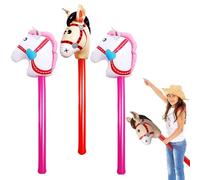 UILYNIU 3 Pezzi Cavallo Bastone Gonfiabile,Bastone Pony Gonfiabile per Bambini da 37 Pollici, per Decorazioni per Feste di Compleanno a Tema Cavallo di Natale Puntelli per Bomboniere (Rosso, Rosa)