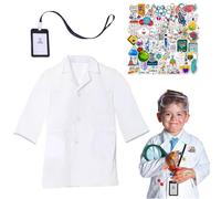 UILYNIU 3 Pezzi Costume da Scienziato Bambini Camice Bianco Camice Dottore Laboratorio Gioco Dottore Bambini Adatto per Studente Laboratorio Infermiera per Ragazzi Ragazze Medico Gioco (3 Pezzi)