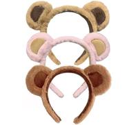 UILYNIU 3 Pezzi Fascia per Cosplay di Animali, Orso Cerchietto Orecchie Costume Ainimali Bambino Topo Costume Adulti Halloween, Orecchie di Orso Fascia, Fascia Capelli per Festa Tema di Natale (3PCS)