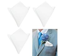 UILYNIU 3 Pezzi Fazzoletto da Taschino Uomo, 22cm*22cm Pochette Fazzoletto in Tinta Unita, Taschino Raso Bianco per Pochette Costume, Matrimonio, Cerimonia (Bianco)
