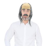 UILYNIU 3 Pezzi Grigio Set Parrucca da Nonno Parruccare Accessori Costume da Vecchio Calva Barba (Grigio)