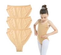 UILYNIU 3 Pezzi Mutande Danza Cotone Slip, Balletto Slips, Slip da Danza, Ragazze Mutandine, Morbido Slip, Mutande da Ginnastica, Bambini Mutandine in Cotone per Bambine di 10-12 Anni (Nudo)