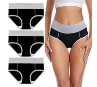 UILYNIU 3 Pezzi Slip, Mutande Vita Alta Donna in Cotone, Mutantina Traspirante, Elasticizzato Mutande, Vita Alta Slip da Donna, Mutande Mestruali Donna, Mutande Slip Donna (Nero)