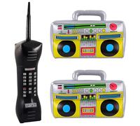 UILYNIU 3 Pezzi Strumenti Gonfiabili, Strumenti Musicali Gonfiabili, Giocattolo Gonfiabile, Decorazione Cabina Fotografica, Gonfiabile Radio Telefono, Gonfiabili per Carnevale Compleanno (Multicolore)