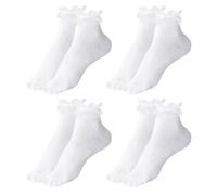 UILYNIU 4 Paia Calze Bianche Donna Calzini Caviglia Calzini di Pizzo Donna Calzini con Volant Calzini Eleganti Calzini da Principessa Calzini di Cotone Calzini da Balletto Ragazze Donne (Bianco)