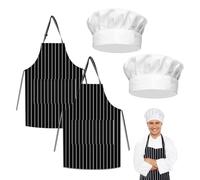 UILYNIU 4 Pezzi Cuoco Grembiule Nero Grembiule Impermeabile con 2 Tasche Regolabile Grembiuli grembiule da barbecue per uomo e donna, per parrucchiere, cucina (4 Pezzi)