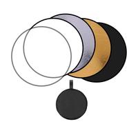 UILYNIU 5 in 1 Pannello Rotondo 60cm Riflettore Fotografico Rotondo Portatile Pieghevole per Ritratti Selfie Fotografia Di Matrimonio per Fotografia Studio Fotografico Foto Video (Nero)