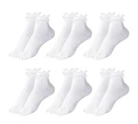 UILYNIU 6 Paia Calze Bianco Donna Calzini Caviglia Calzini di Pizzo Donna Calzini con Volant(IT, Numero, 34, 40, Regular, Regular, Bianco)