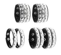UILYNIU 6 Pezzi Bracciale Borchiato Pelle Nero Gotico Bangle Rock Bracciale Set, Gotico Punk Borchiato Bracciale Ampio Bracciale Pelle PU Bracciale Regolabile per gli uomini donne Cosplay (Nero)