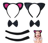 UILYNIU 6 Pezzi Gatto Cosplay Set Costume Giochi Gatto Peluche Gatto Gattino Orecchie Coda per Dress Up Carino Costume Party per Donna o Adulti Party Decoration Set (Nero)