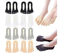 UILYNIU 8 Paia Calze Con Dita Donna Calzini Corte Cotone, Calze Invisibili da Donne, Donna Sport Performance Trainer Calze con taglio basso,per Yoga, Pilates, Barre, Fitness (4 colori)