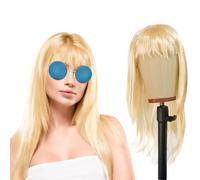 UILYNIU Parrucca Bionda Frangia con Occhiali Lunga Parrucca Bionda Liscia, Parrucca da Cabaret, Capelli Sintetici Parrucca Donna per Cosplay, Festa in Maschera, Uso Quotidiano, Carnevale (Bionda)