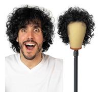 UILYNIU Parrucca Riccia Lungo Nero Da Uomo Anni 70 80 90 Parrucca Uomo, Funky Parrucca Riccia Afro per Adulti, Hippie Accessori Popstar Parrucca per Costumi in Maschera Festa Halloween (Nero)