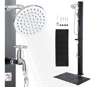 Uimoso Doccia Solare da Esterno 40 L con Tappetino, Rubinetto per Acqua Calda