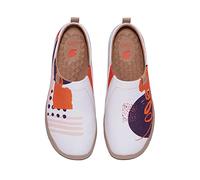 UIN Morning Oringinal Canvas Casual Walking Running Moda Slip On Flat Art Dipinto Scarpe da viaggio Blu, Ispirazione Doodle, 39.5 EU