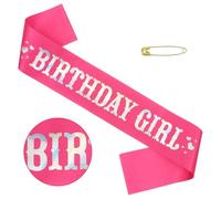 Uintoon Fascia di compleanno da donna, fascia rosa di buon compleanno per ragazze, decorazioni per feste di compleanno, regali di compleanno glitterati, accessori per ragazze e donne