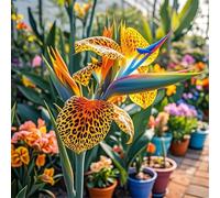 UIODERDC Canna,Radici selezionate di canna,Perenne,resistenti,pianta vera,Ambiente paesaggistico,Decorazione del giardino,eleganti(non fiori artificiali)-3 Rizoma-A