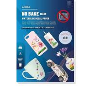 UIOK Carta Transfer ad Acqua per Decalcomania 15 x A4, Adesivi per Trasferimento Dell'acqua Stampabile, Trasparente per Stampante Laser e Inkjet, Waterslide Decal Paper