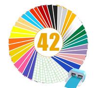 UIOK Smart Vinile Permanente per Cricut Joy - 36 Adesivi e 6 Carte di Trasferimento, Pellicola per Plotter 30,5x14cm per Tazze Fai da te