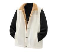 UIOKLMJH Gilet da uomo in pelle monopetto senza maniche con colletto alla coreana, bianco, L