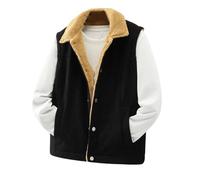 UIOKLMJH Gilet da uomo in pelle monopetto senza maniche con colletto alla coreana, Nero , XL