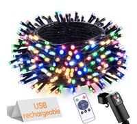 UIONVO Luce Albero di Natale con Batteria - 10m 100 LED Colorate USB Ricaricabile Esterno Catene Luce Telecomando Impermeabile 8 Modalità Impermeabile Giardino Balcone Casa Festa Interno