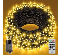 UIONVO Luci Albero di Natale Esterno Bianco Caldo - 50M 500 LED Luci Natale con Telecomando e Timer Esterno IP44 Impermeabile, 8 Modalità, Funzione Memoria, Catena Luminosa per Decorazioni Festive