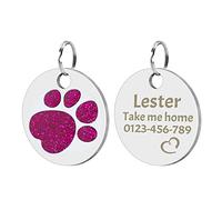Uiopa 2 Pezzi Medaglietta Cane con Incisione, Medagliette Personalizzate Forma di Tondo Lucida, Medagliette Identificative per Collari per Animali Domestici, 10 Colori Disponibili