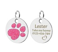 Uiopa 2 Pezzi Medaglietta Cane con Incisione, Medagliette Personalizzate Forma di Tondo Lucida, Medagliette Identificative per Collari per Animali Domestici, 10 Colori Disponibili