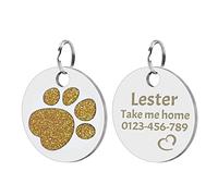 Uiopa 2 Pezzi Medaglietta Cane con Incisione, Medagliette Personalizzate Forma di Tondo Lucida, Medagliette Identificative per Collari per Animali Domestici, 10 Colori Disponibili