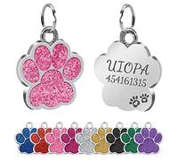 Uiopa 2pcs Medaglietta Cane Personalizzata, Zampa Targhetta Cane con Incisione Etichette Personalizzate, Medaglietta Gatto con Incisione Medaglietta Identificativa per Collare Cane Gatto (Rosa)