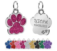 Uiopa 2pcs Medaglietta Cane Personalizzata, Zampa Targhetta Cane con Incisione Etichette Personalizzate, Medaglietta Gatto con Incisione Medaglietta Identificativa per Collare Cane Gatto (Rosa rossa)