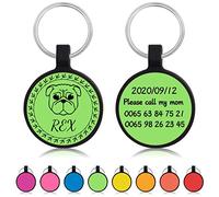Uiopa 2pcs Targhetta Cane con Incisione, Silenzioso Siliconica Medaglietta Cane Personalizzata, Rotonda Medaglietta Gatto con Incisione, Targhette per Collare Cani e Gatti (Verde)